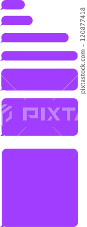 Increasing lengths of empty message bubbles create a visual representation of longer messages being typed during a digital conversation, highlighting communication in online chats 120877418