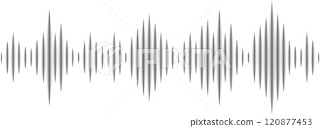 Gray sound waves are visualizing digital voice, radio signal frequency and abstract music waves on white background, creating a tune equalizer vector set 120877453
