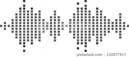 Abstract music wave creating a dynamic tune equalizer vector set, visualizing radio signal frequencies and digital voice patterns, capturing the essence of sound and technology 120877457