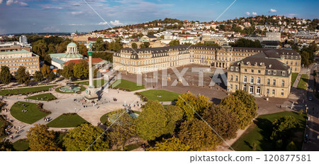 Schlossplatz in Stuttgart, Germany, travel panoramic landscape Schlossplatz in Stuttgart, Germany, travel panoramic landscape 120877581