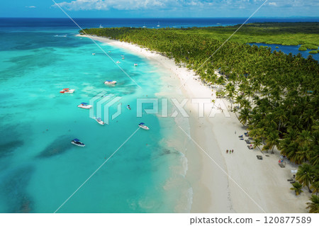 Tropical Caribbean beach from above, Dominican Republic 120877589
