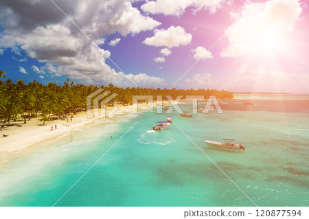 Tropical Caribbean beach from above, Dominican Republic Tropical Caribbean beach from above, Dominican Republic 120877594