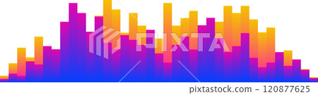 Colorful sound waves are creating a vibrant visual representation of audio signals, music waveforms, or digital studio equalizer data, with a color gradient effect adding depth and dynamism Colorful sound waves are creating a vibrant visual representation of audio signals, music waveforms, or digital studio equalizer data, with a color gradient effect adding depth and dynamism 120877625