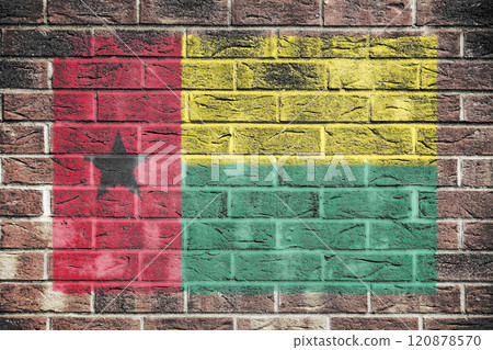 Guinea-Bissau flag on brick wall background 120878570