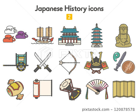 日本歷史圖示 2 古代到中世紀的顏色 120878578