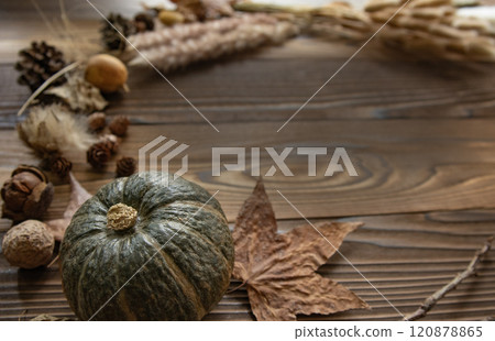 框架、框架、堅果、枯葉製成的相框和秋季配件（類型2） 120878865