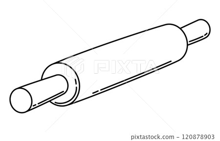 Illustration of rolling pin. Stylized bakery object for cooking recipe and menu. 120878903