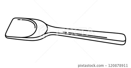 Illustration of wooden spatula. Stylized kitchen object for cooking recipe and menu. 120878911