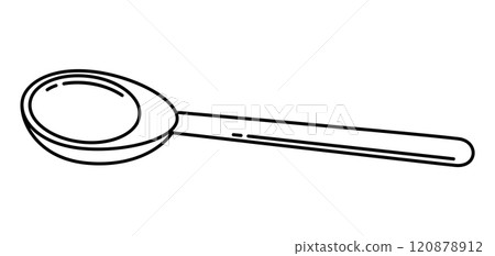 Illustration of wooden spoon. Stylized kitchen object for cooking recipe and menu. 120878912