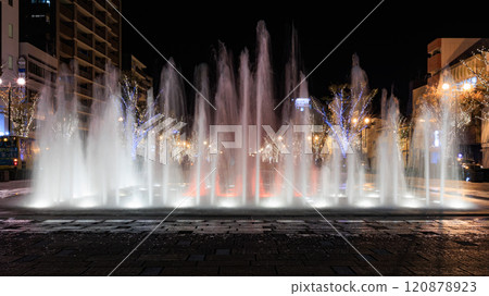 Winter illuminations at Minato Odori Park with a fountain show Winter illuminations at Minato Odori Park with a fountain show 120878923