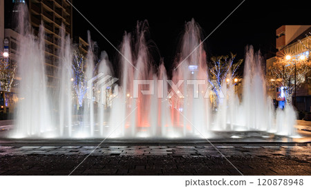 Winter illuminations at Minato Odori Park with a fountain show Winter illuminations at Minato Odori Park with a fountain show 120878948