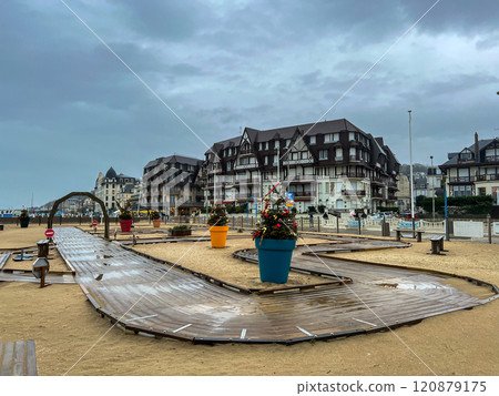 Beach on the North Sea in Trouville Normandy, France on a winter day Beach on the North Sea in Trouville Normandy, France on a winter day 120879175