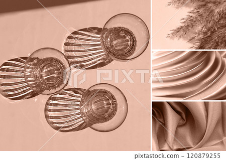 Mocha Mousse - color of year 2025. Abstract texture pattern swatch colors collage Mocha Mousse - color of year 2025. Abstract texture pattern swatch colors collage 120879255