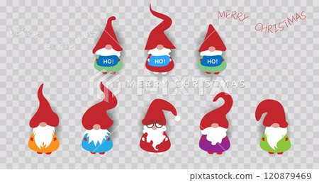 Festive Christmas, set Scandinavian nordic gnome, cute Christmas Santa Gnomes, Ho Ho Ho Elf. Vector clipart isolated for card Xmas elements design Festive Christmas, set Scandinavian nordic gnome, cute Christmas Santa Gnomes, Ho Ho Ho Elf. Vector clipart isolated for card Xmas elements design 120879469