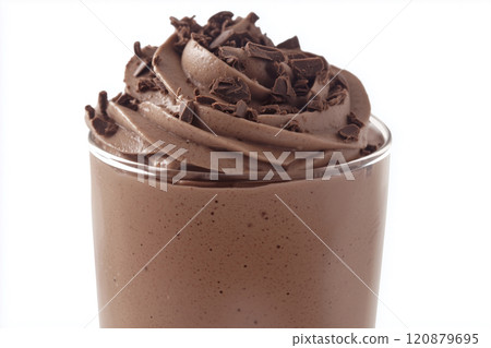 Mocha mousse cocktail in glass. Decorated with whipped cocoa cream. Trendy color palette of the year photo 120879695