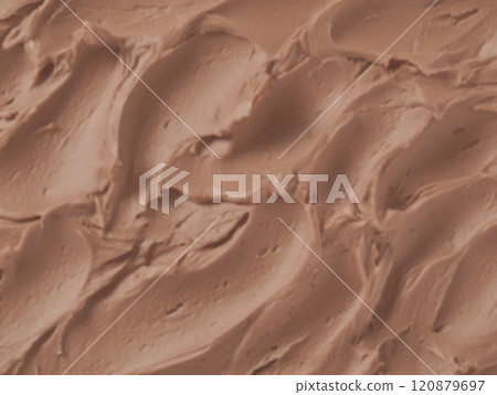 Blurred defocused background mocha mousse close up texture macro. Background wallpaper with whipped cocoa cream. Trendy color palette of the year photo Blurred defocused background mocha mousse close up texture macro. Background wallpaper with whipped cocoa cream. Trendy color palette of the year photo 120879697
