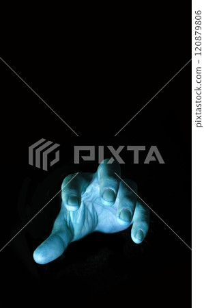 A hand is extended to take 120879806