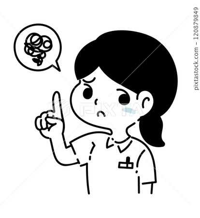 Illustration of a worried female nurse Illustration of a worried female nurse 120879849