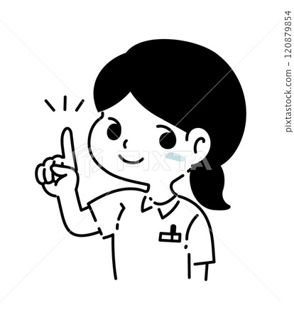 Illustration of a female nurse pointing Illustration of a female nurse pointing 120879854