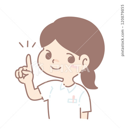 女護士舉起食指的插圖 120879855