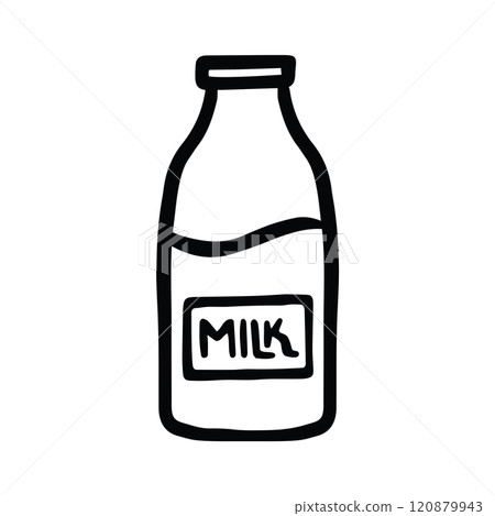 Milk Carton Jug or Bottle Jar Icon Hand Drawn Black and White-Thick Lines SVG 120879943