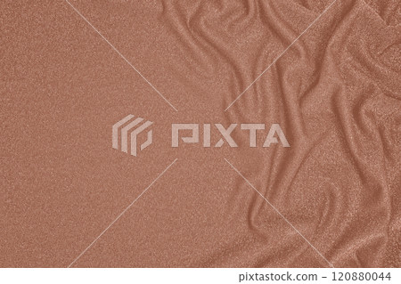 Background of draped mocha mousse brown fabric with lurex thread 120880044