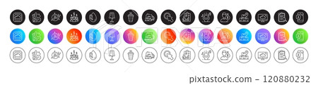Cloud computing, Search analysis and Delivery service line icons. Round icon gradient buttons. Pack of Takeaway, Difficult stress, Salary employees icon. Vector Cloud computing, Search analysis and Delivery service line icons. Round icon gradient buttons. Pack of Takeaway, Difficult stress, Salary employees icon. Vector 120880232