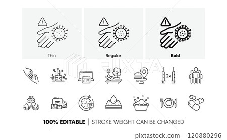 Waterproof mattress, Group and Wash hand line icons. Pack of Hand washing, Food, Ship icon. Lounger, Calendar, 24h delivery pictogram. Capsule pill, Puzzle options, Food delivery. Line icons. Vector Waterproof mattress, Group and Wash hand line icons. Pack of Hand washing, Food, Ship icon. Lounger, Calendar, 24h delivery pictogram. Capsule pill, Puzzle options, Food delivery. Line icons. Vector 120880296