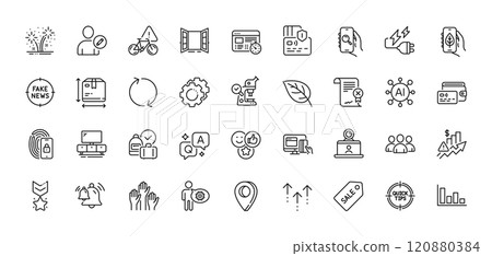 Rise price, Lock and Box size line icons pack. AI, Question and Answer, Map pin icons. Fireworks, Video conference, Bell web icon. Web timer, Leaf, Card pictogram. Vector Rise price, Lock and Box size line icons pack. AI, Question and Answer, Map pin icons. Fireworks, Video conference, Bell web icon. Web timer, Leaf, Card pictogram. Vector 120880384