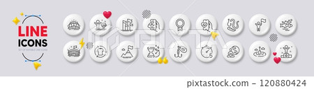 Fishing lure, Worms and Hourglass timer line icons. White buttons 3d icons. Pack of Yoga, Winner, Timer icon. Arena stadium, Fitness, Winner cup pictogram. Fishing float, Leadership, Flags. Vector Fishing lure, Worms and Hourglass timer line icons. White buttons 3d icons. Pack of Yoga, Winner, Timer icon. Arena stadium, Fitness, Winner cup pictogram. Fishing float, Leadership, Flags. Vector 120880424