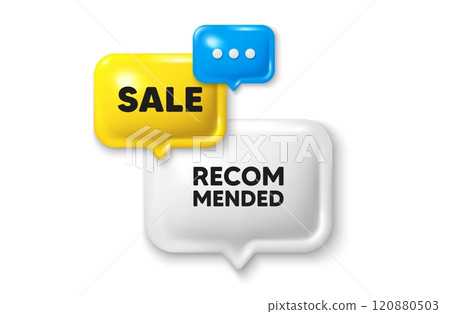 Discount speech bubble offer 3d icon. Recommended text tag. Best deal offer. Sale promotion element. Recommended tag discount offer. Speech bubble sale banner. Discount balloon. Vector Discount speech bubble offer 3d icon. Recommended text tag. Best deal offer. Sale promotion element. Recommended tag discount offer. Speech bubble sale banner. Discount balloon. Vector 120880503