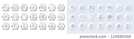 Electronic thermometer, Puzzle and Battery line icons. White pin 3d buttons, chat bubbles icons. Pack of Mini pc, Checklist, Coronavirus icon. Floor plan, Augmented reality, Scissors pictogram. Vector Electronic thermometer, Puzzle and Battery line icons. White pin 3d buttons, chat bubbles icons. Pack of Mini pc, Checklist, Coronavirus icon. Floor plan, Augmented reality, Scissors pictogram. Vector 120880508
