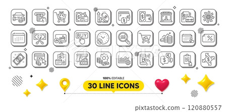 Discount banner, Wallet money and Bitcoin pay line icons pack. 3d design elements. Buy car, Loan percent, Cut tax web icon. Versatile, Report, Operational excellence pictogram. Vector Discount banner, Wallet money and Bitcoin pay line icons pack. 3d design elements. Buy car, Loan percent, Cut tax web icon. Versatile, Report, Operational excellence pictogram. Vector 120880557