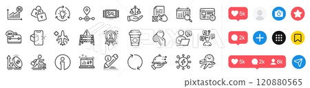 24h service, Sound check and Car rental line icons pack. Social media icons. Power, Online discounts, Capsule pill web icon. Image carousel, Reward, Medical flight pictogram. Vector 24h service, Sound check and Car rental line icons pack. Social media icons. Power, Online discounts, Capsule pill web icon. Image carousel, Reward, Medical flight pictogram. Vector 120880565