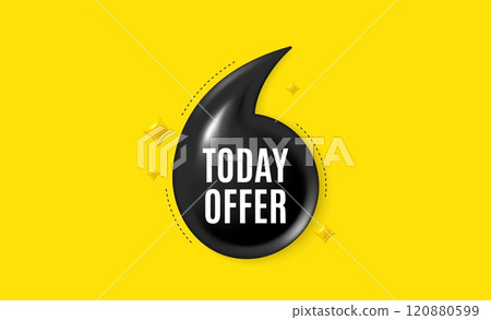 Offer 3d quotation banner. Today offer tag. Special sale price sign. Advertising discounts symbol. Today offer quote message. Quotation comma yellow banner. Vector 120880599