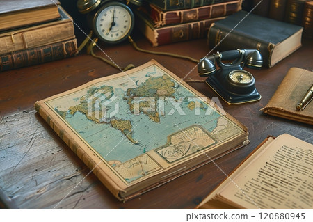 vintage journey set - travel arrangements 120880945