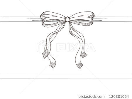 Line drawing set of ribbons. Hand drawn vector illustration. Vintage line art. 120881064