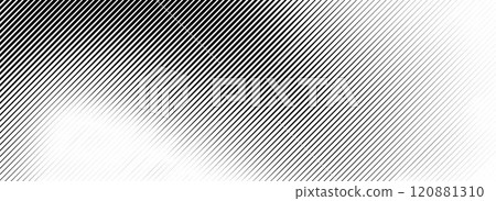 Fading line halftone gradient texture. Black diagonal stripe gradation background. Thin to thick vanishing slanted pattern backdrop. Oblique parallel stroke wallpaper for overlay, print, cover. Vector Fading line halftone gradient texture. Black diagonal stripe gradation background. Thin to thick vanishing slanted pattern backdrop. Oblique parallel stroke wallpaper for overlay, print, cover. Vector 120881310