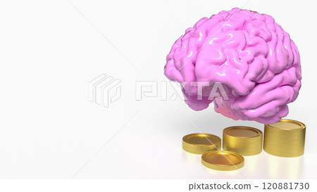 The Brain and coins for Business concept 3d rendering. The Brain and coins for Business concept 3d rendering. 120881730