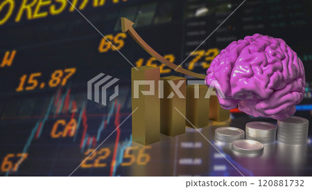 The Brain and chart for Business concept 3d rendering. The Brain and chart for Business concept 3d rendering. 120881732