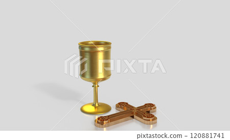 The Holy grail and cross for religious concept 3d rendering. 120881741
