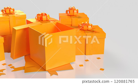 The Yellow gift box for celebration or holiday concept 3d rendering. The Yellow gift box for celebration or holiday concept 3d rendering. 120881765