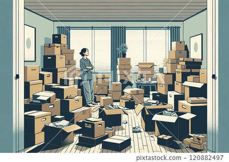 Sorting out belongings Sorting out belongings 120882497