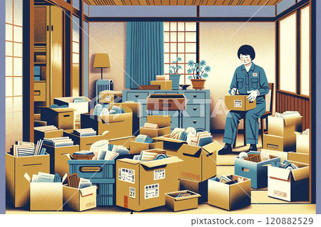 Sorting out belongings 120882529