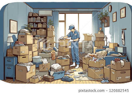 Sorting out belongings 120882545
