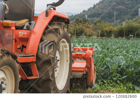 Field soil by tractor 120882600