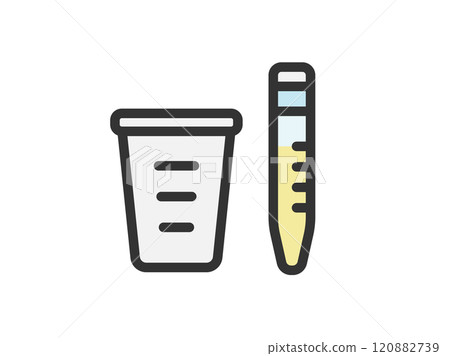 Illustration of urine test icon (line drawing) 120882739