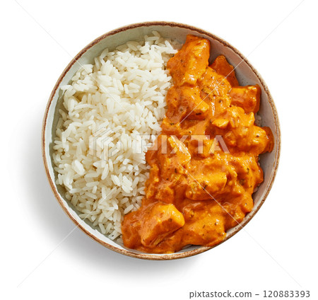 bowl of Chicken Tikka Masala with Rice 120883393
