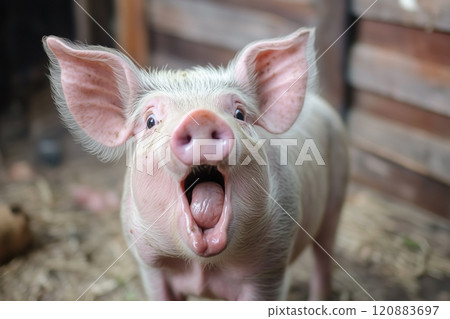 Pig with a surprised expression Pig with a surprised expression 120883697