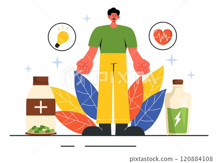 Energy Medicine Vector Illustration featuring Alternative Healing Practices to Help People Relax and Promote Wellness in a Flat Style Background 120884108